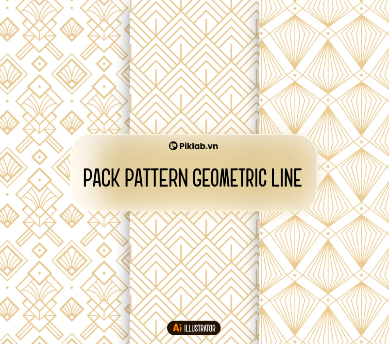 Pack Patterns Geometric Line, Bộ Pattern Hình Học Đẹp Cho Thiết Kế, Họa Tiết Quạt Và Kim Cương, Mái Nhà, Art Deco Bán Nguyệt